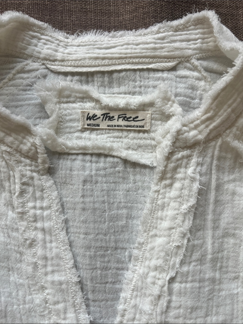 We The Free Ivory Gauze Button-Front Boxy Top - Picture 3 of 7